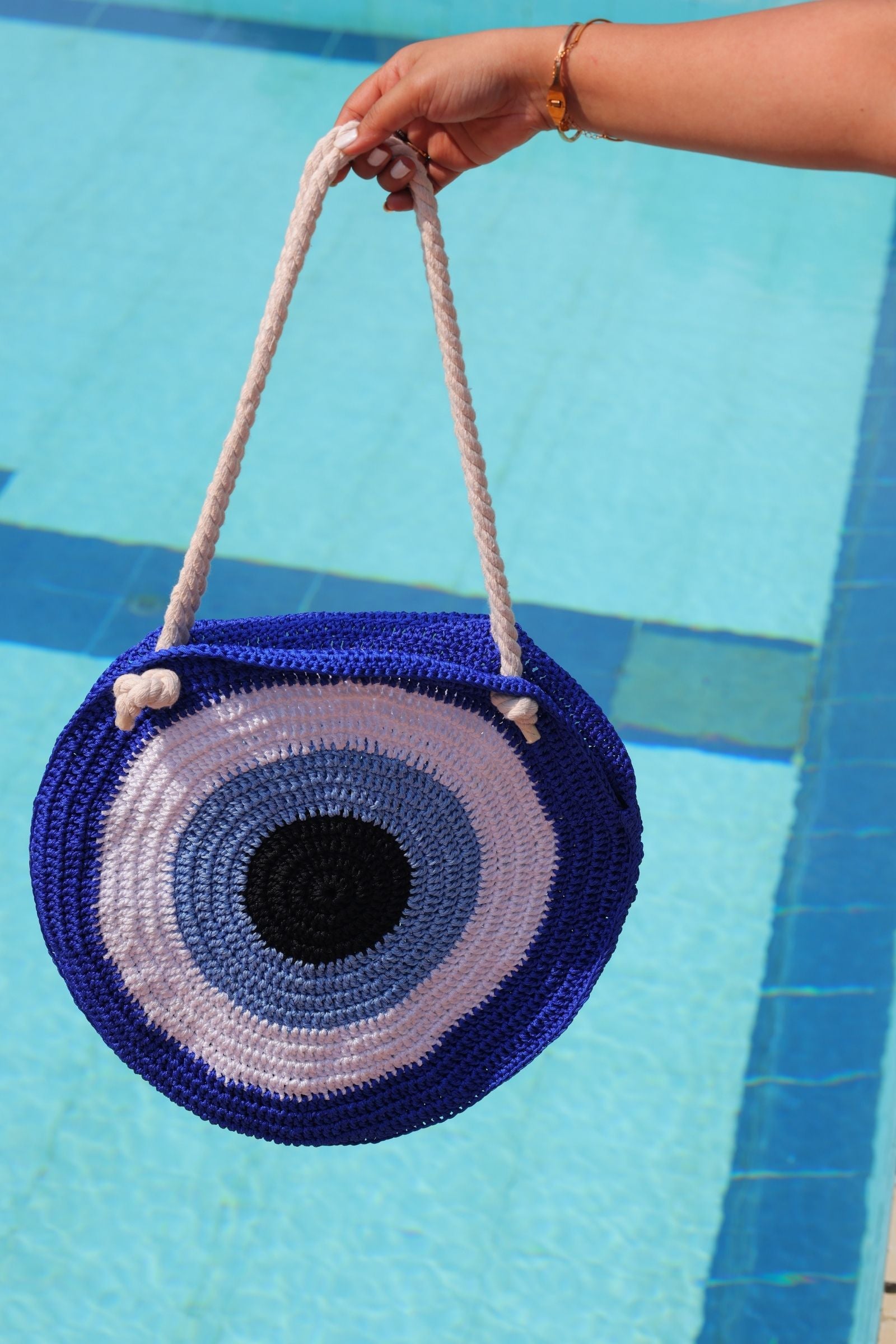 BEACH EVIL EYE CROCHET BAG